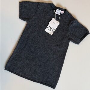 Zara Kids Charcoal Short Sleeve Dress 100% wool